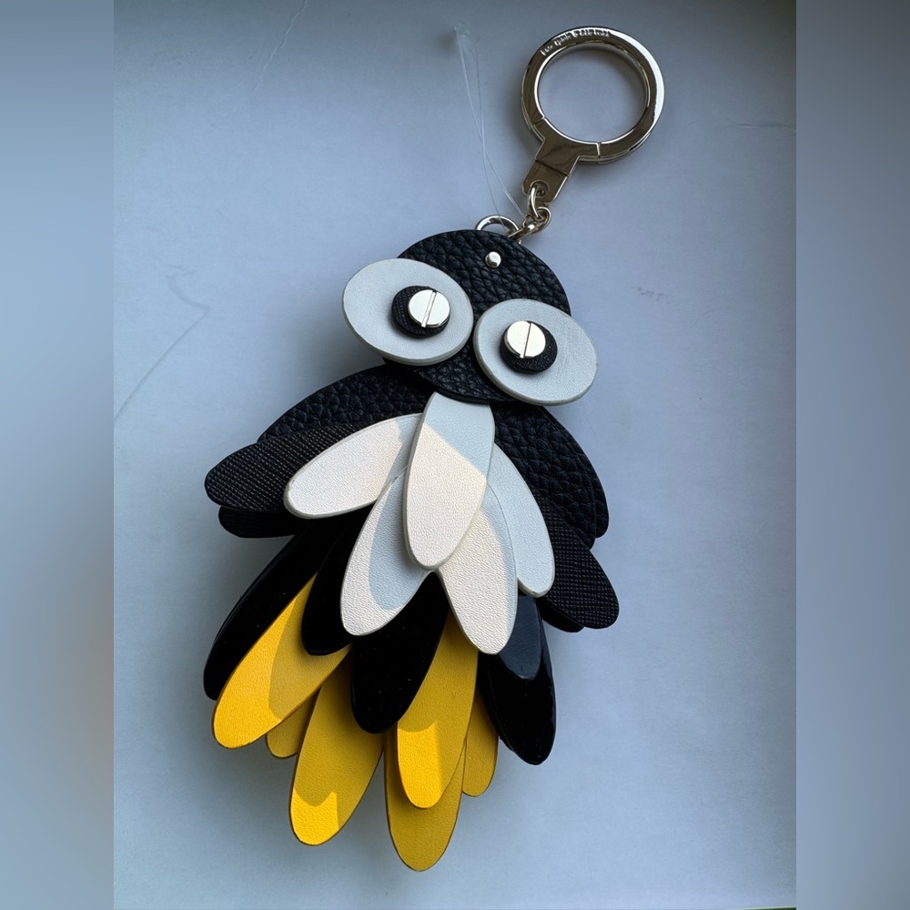 Kate Spade Penguin Key Fob Feather Leather design